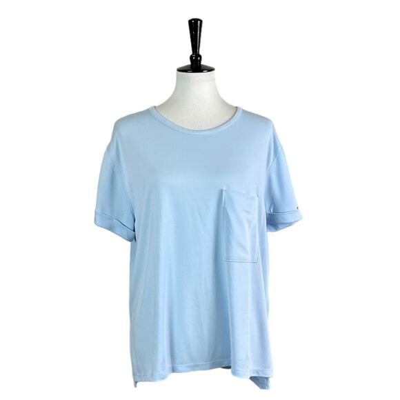 Stylus Women’s Top Pullover Crew Neck Rolled Sleeve Light Baby Blue Size Large - Picture 14 of 14